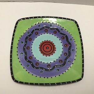 Bella Casa by Ganz Abstract Plate with raised white & Black dots 1990s